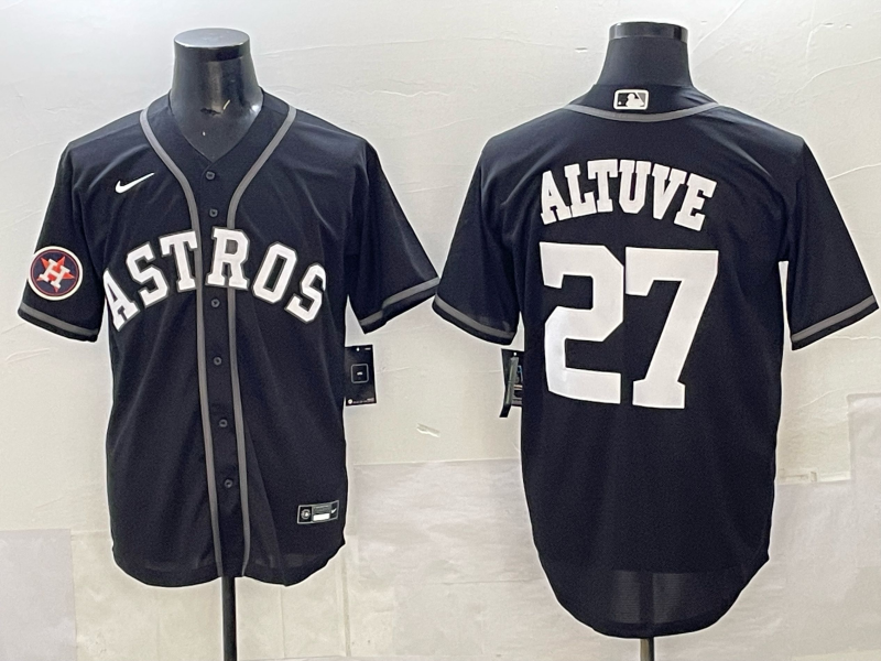 Men Houston Astros #27 Altuve Black Nike 2025 MLB Jersey 006